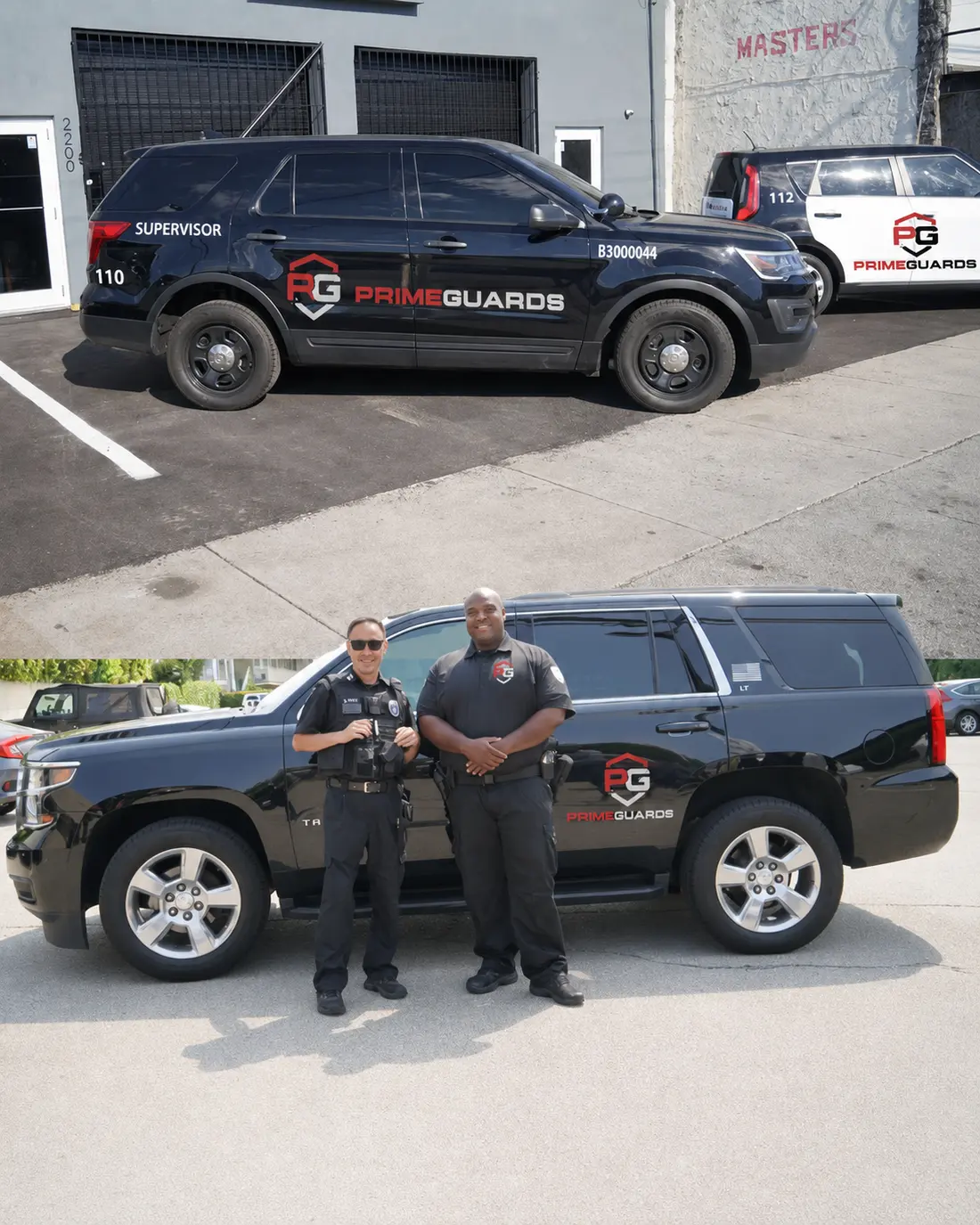 PrimeGuards marked patrol vehicles and officers on site